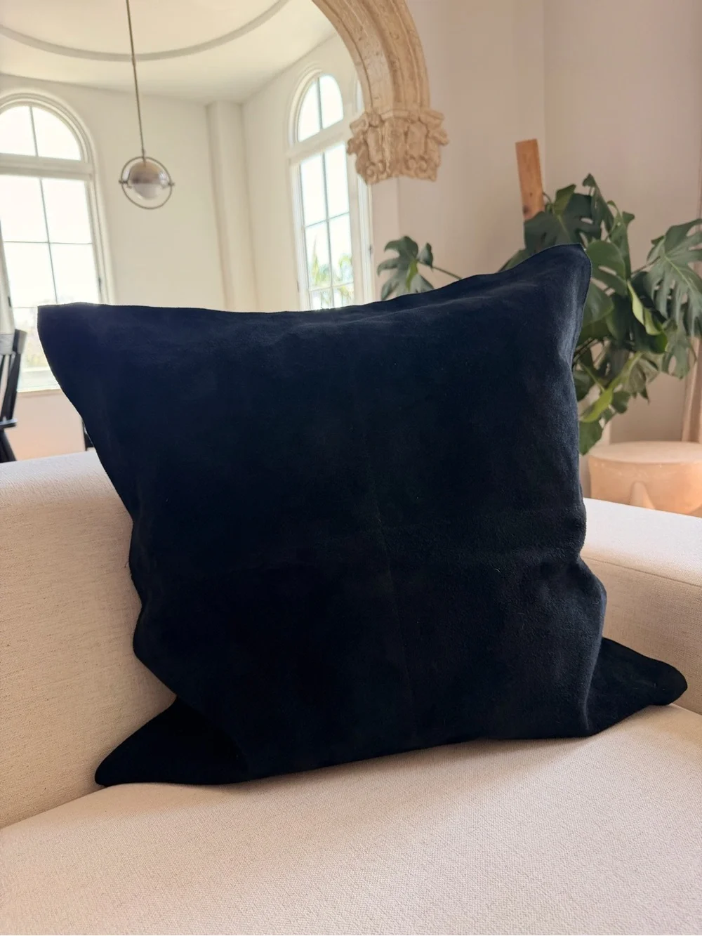 Crate&Barrel Black Suede Throw Pillow